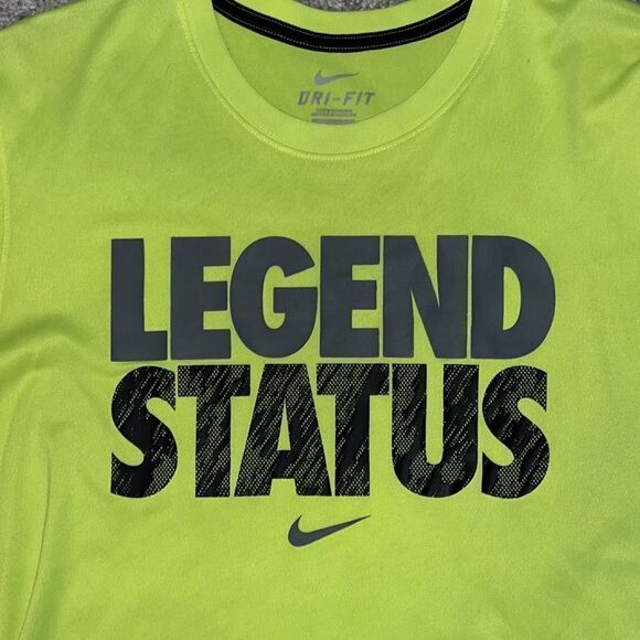 Legend Status nike volt neon retro old school Dri Fit basketball T shirt w/spots - Picture 2 of 3